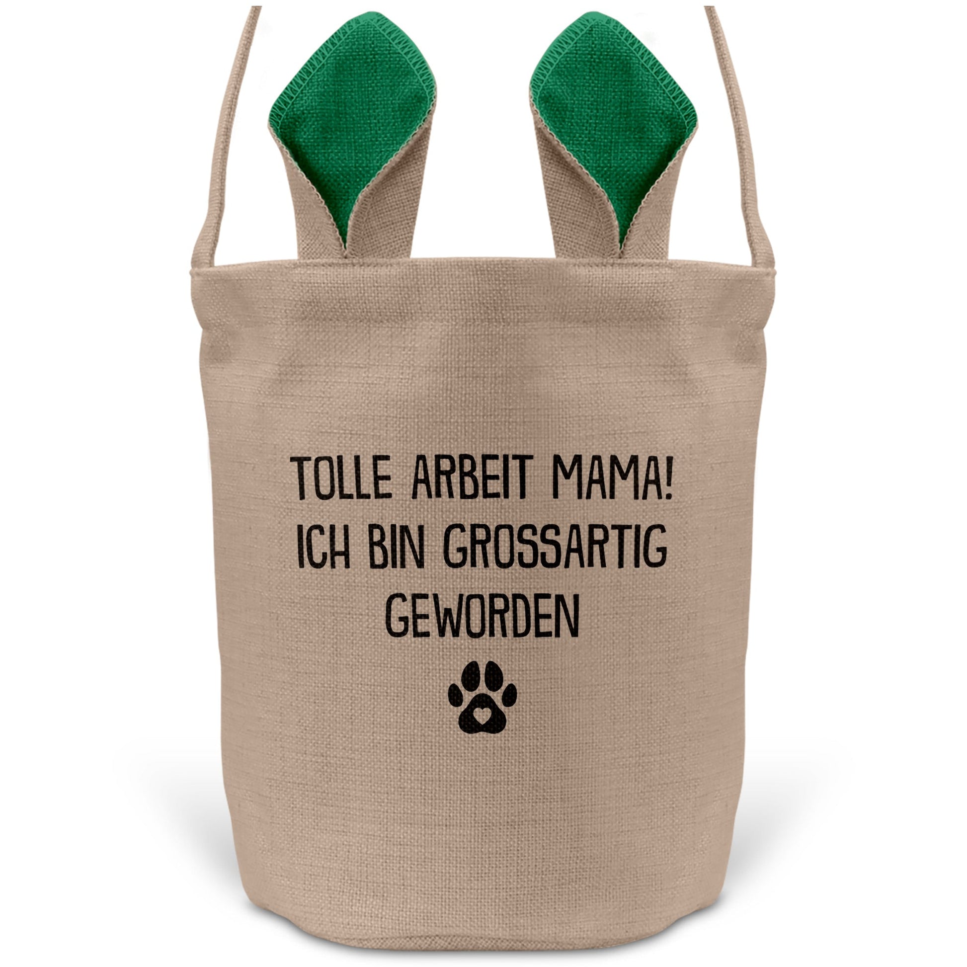 22Feels® Hundemama Frauchen Hunde Osterkorb mit Henkel Ostergeschenk Tragetasche Ostern Deko Osternest Körbchen Hasenohren (Beige/Grün)-Ostern Tragetasche-22Feels