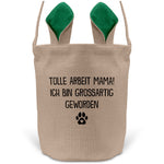 22Feels® Hundemama Frauchen Hunde Osterkorb mit Henkel Ostergeschenk Tragetasche Ostern Deko Osternest Körbchen Hasenohren (Beige/Grün)-Ostern Tragetasche-22Feels