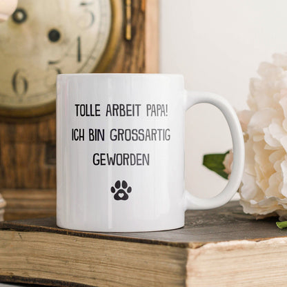 22Feels® Geschenk für Hundepapas - Tasse mit Spruch: Tolle Arbeit (Weiss, 320ml)-Weisse Tasse 320ml-22Feels