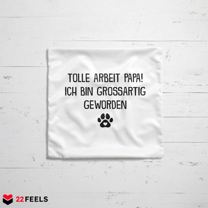 22Feels® Hundepapa Geschenk für Dog Dads und Hunde Herrchen - Kissen mit Spruch (Weiss 40x40cm)-Kissen Weiss 40x40-22Feels