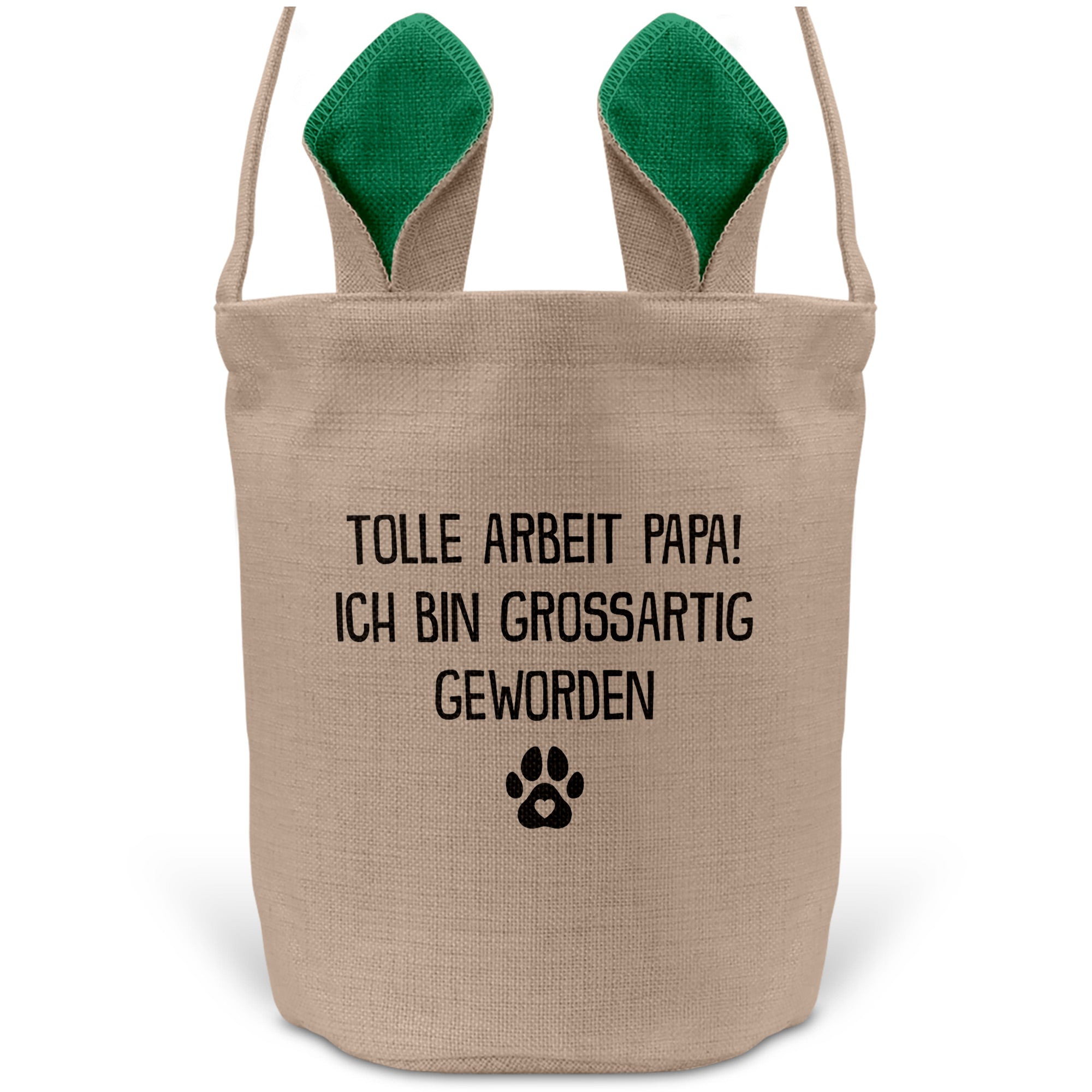 22Feels® Hundepapa Herrchen Hunde Osterkorb mit Henkel Ostergeschenk Tragetasche Ostern Deko Osternest Körbchen Hasenohren (Beige/Grün)-Ostern Tragetasche-22Feels