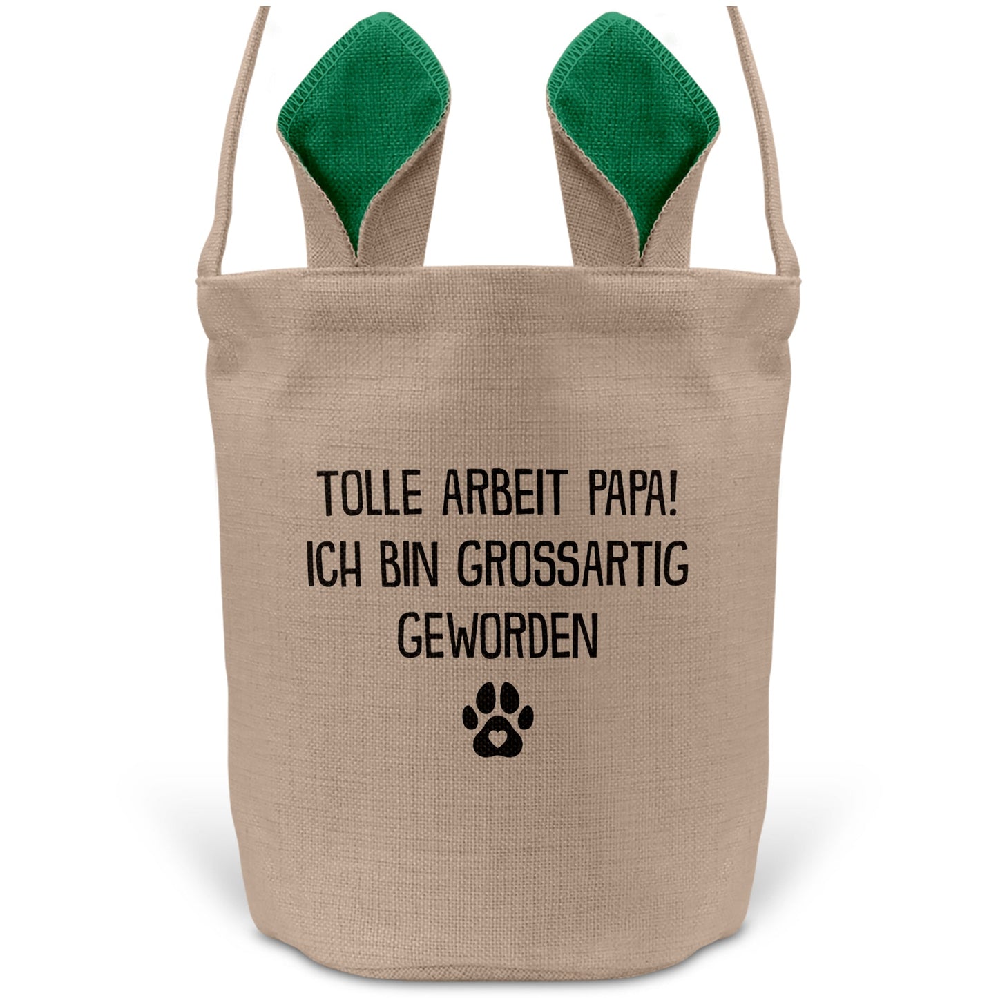 22Feels® Hundepapa Herrchen Hunde Osterkorb mit Henkel Ostergeschenk Tragetasche Ostern Deko Osternest Körbchen Hasenohren (Beige/Grün)-Ostern Tragetasche-22Feels