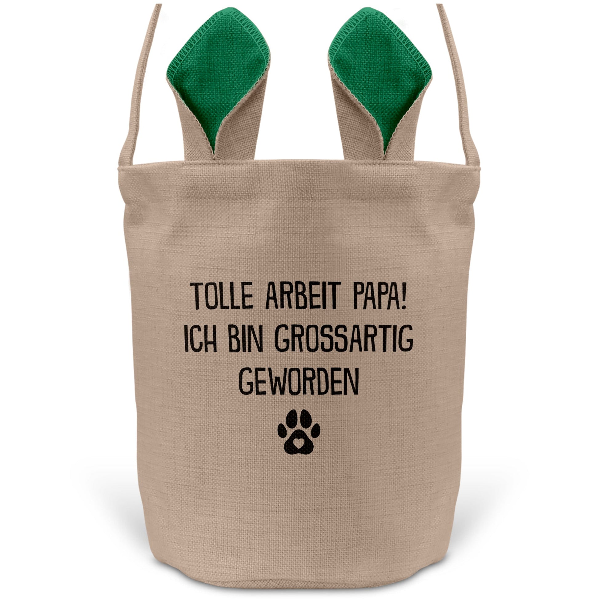 22Feels® Hundepapa Herrchen Hunde Osterkorb mit Henkel Ostergeschenk Tragetasche Ostern Deko Osternest Körbchen Hasenohren (Beige/Grün)-Ostern Tragetasche-22Feels