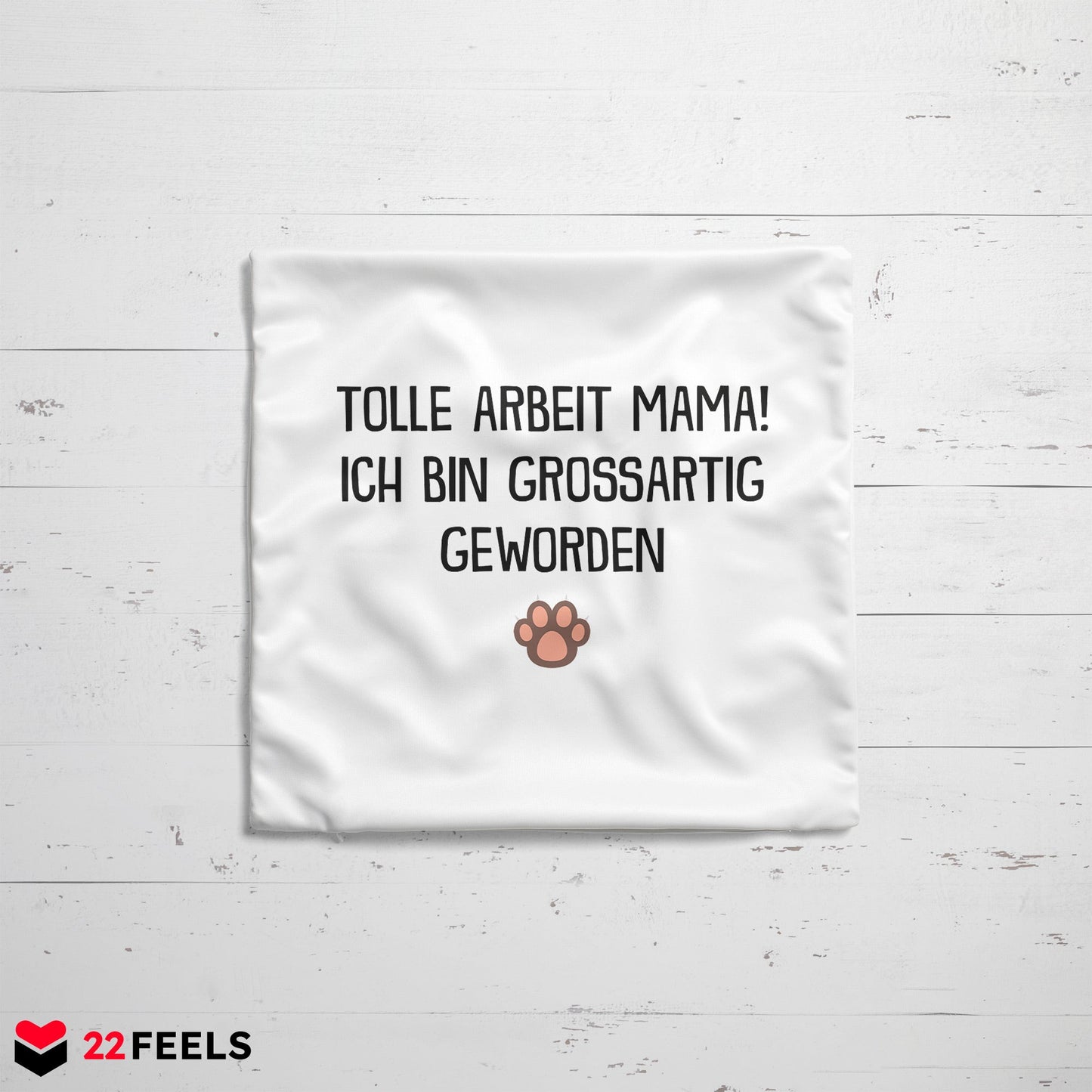 22Feels® Katzenmama Geschenk für Cat Moms und Katzen-Frauchen - Kissen mit Spruch (Weiss 40x40cm)-Kissen Weiss 40x40-22Feels