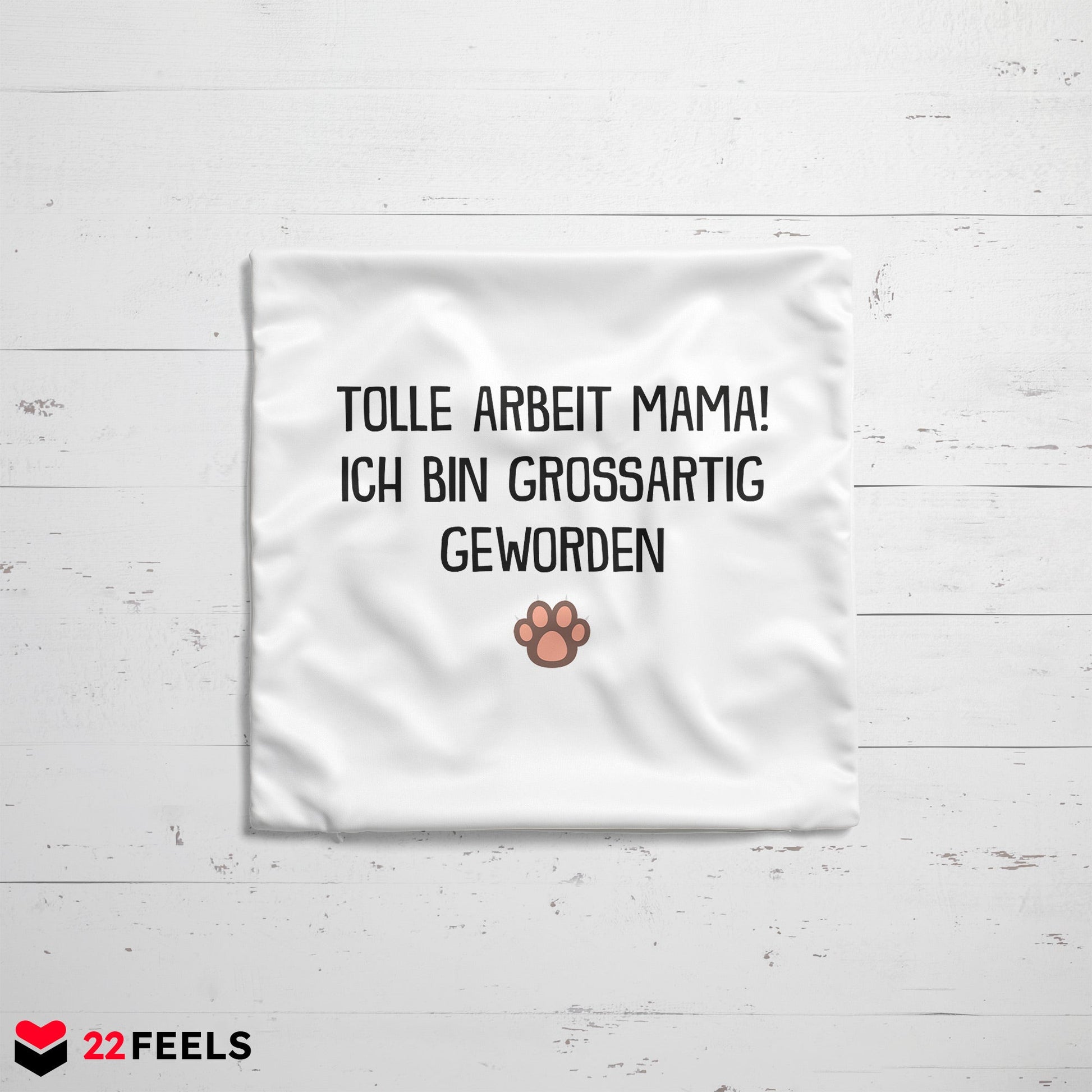 22Feels® Katzenmama Geschenk für Cat Moms und Katzen-Frauchen - Kissen mit Spruch (Weiss 40x40cm)-Kissen Weiss 40x40-22Feels