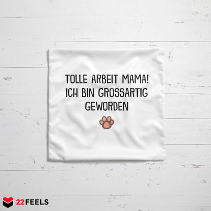 22Feels® Katzenmama Geschenk für Cat Moms und Katzen-Frauchen - Kissen mit Spruch (Weiss 40x40cm)-Kissen Weiss 40x40-22Feels