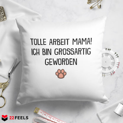22Feels® Katzenmama Geschenk für Cat Moms und Katzen-Frauchen - Kissen mit Spruch (Weiss 40x40cm)-Kissen Weiss 40x40-22Feels