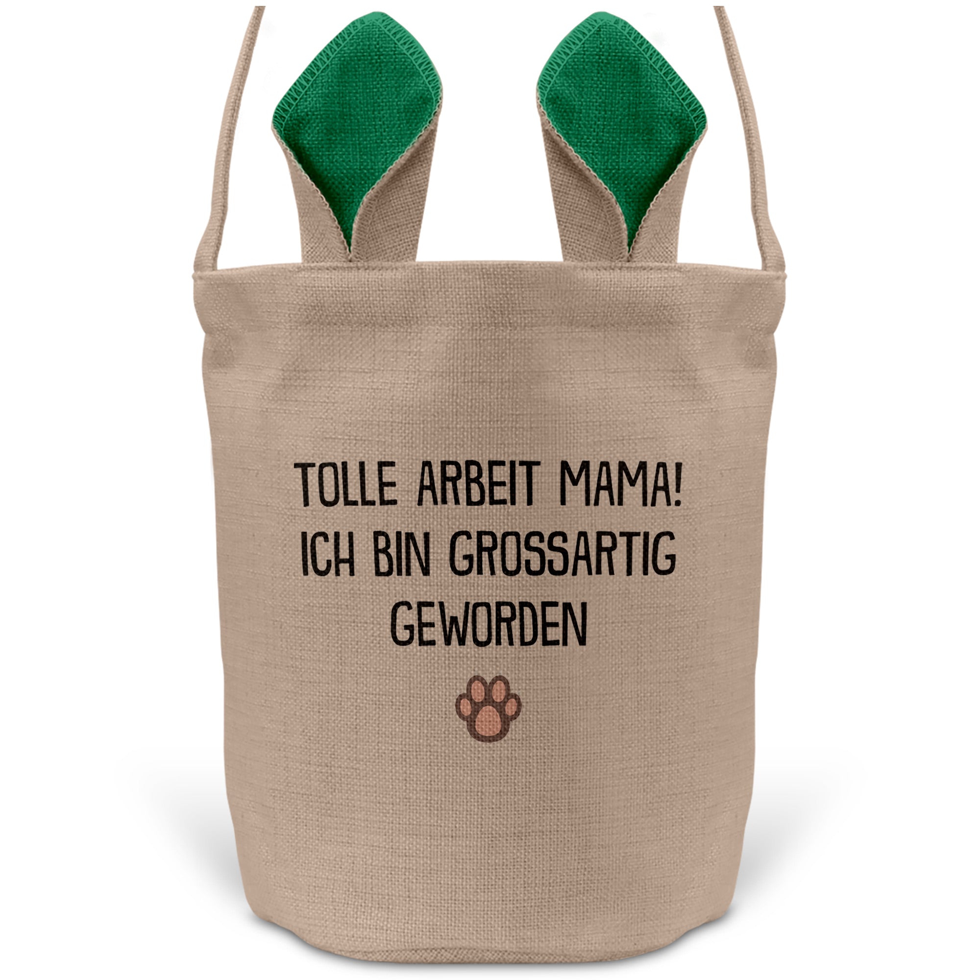 22Feels® Hundemama Frauchen Hunde Osterkorb mit Henkel Ostergeschenk Tragetasche Ostern Deko Osternest Körbchen Hasenohren (Beige/Grün)-Ostern Tragetasche-22Feels