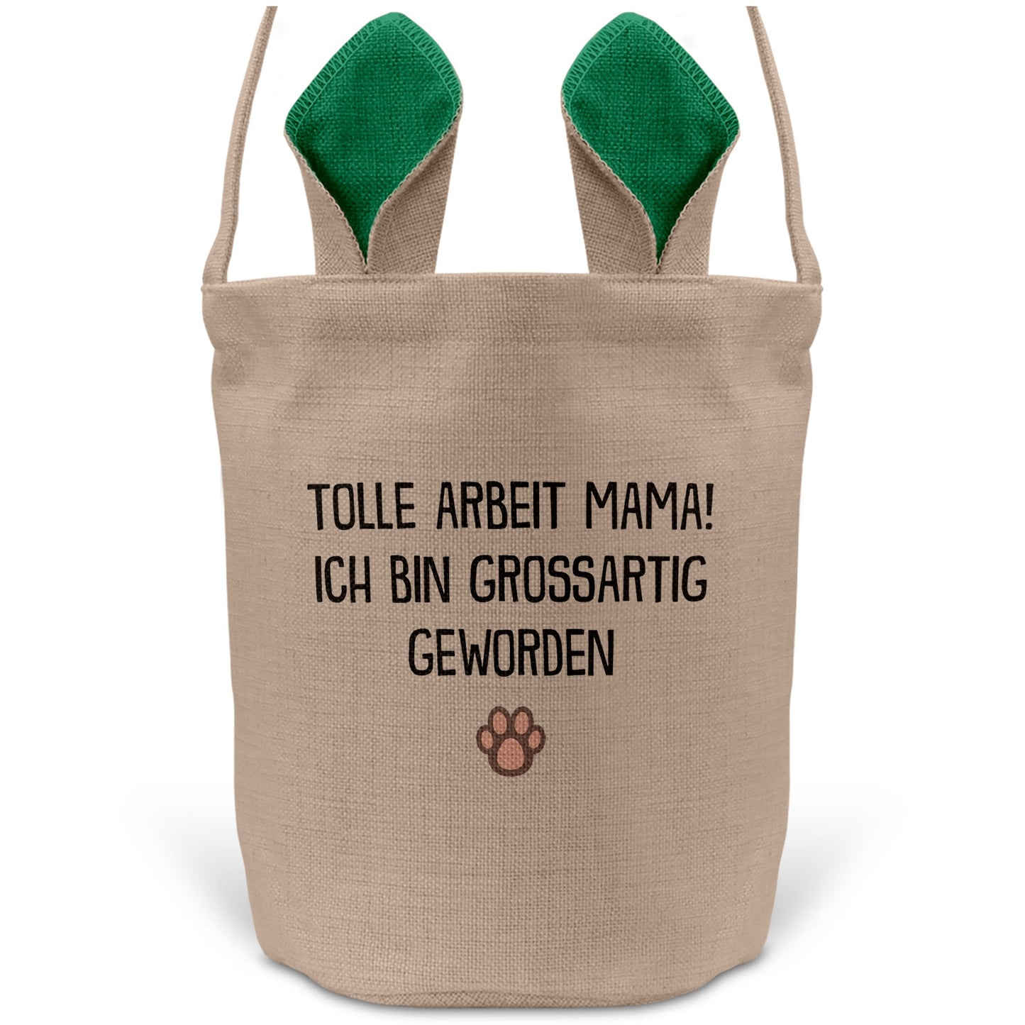 22Feels® Hundemama Frauchen Hunde Osterkorb mit Henkel Ostergeschenk Tragetasche Ostern Deko Osternest Körbchen Hasenohren (Beige/Grün)-Ostern Tragetasche-22Feels