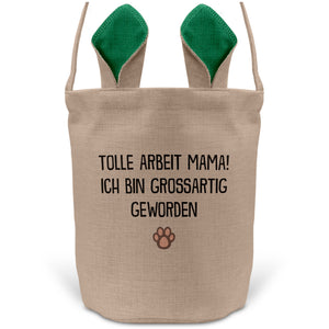 22Feels® Hundemama Frauchen Hunde Osterkorb mit Henkel Ostergeschenk Tragetasche Ostern Deko Osternest Körbchen Hasenohren (Beige/Grün)-Ostern Tragetasche-22Feels