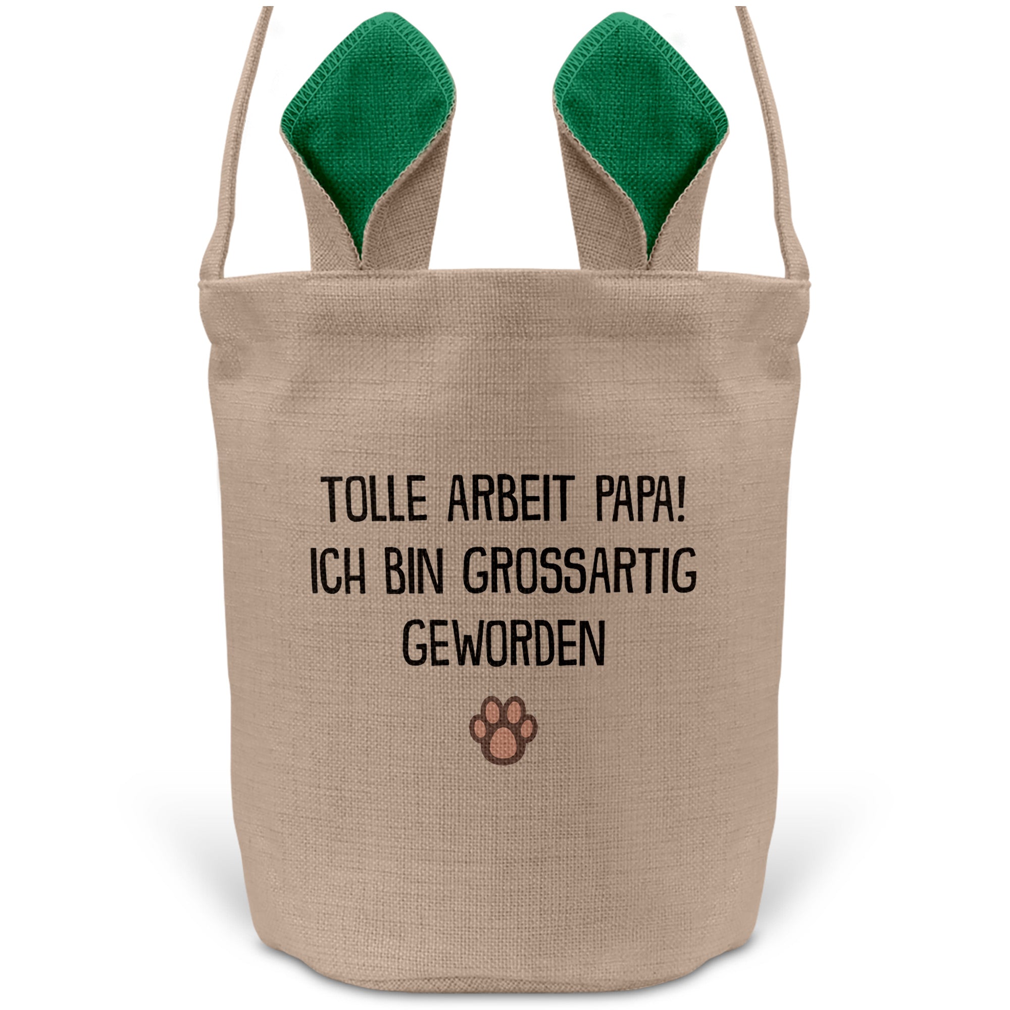 22Feels® Hundepapa Herrchen Hunde Osterkorb mit Henkel Ostergeschenk Tragetasche Ostern Deko Osternest Körbchen Hasenohren (Beige/Grün)-Ostern Tragetasche-22Feels
