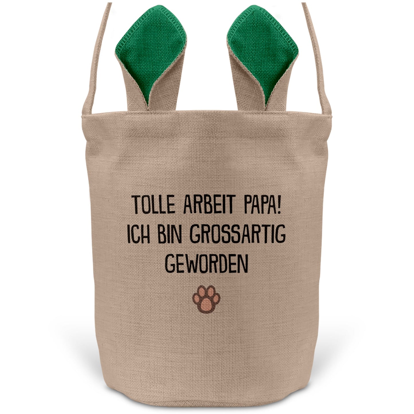 22Feels® Hundepapa Herrchen Hunde Osterkorb mit Henkel Ostergeschenk Tragetasche Ostern Deko Osternest Körbchen Hasenohren (Beige/Grün)-Ostern Tragetasche-22Feels