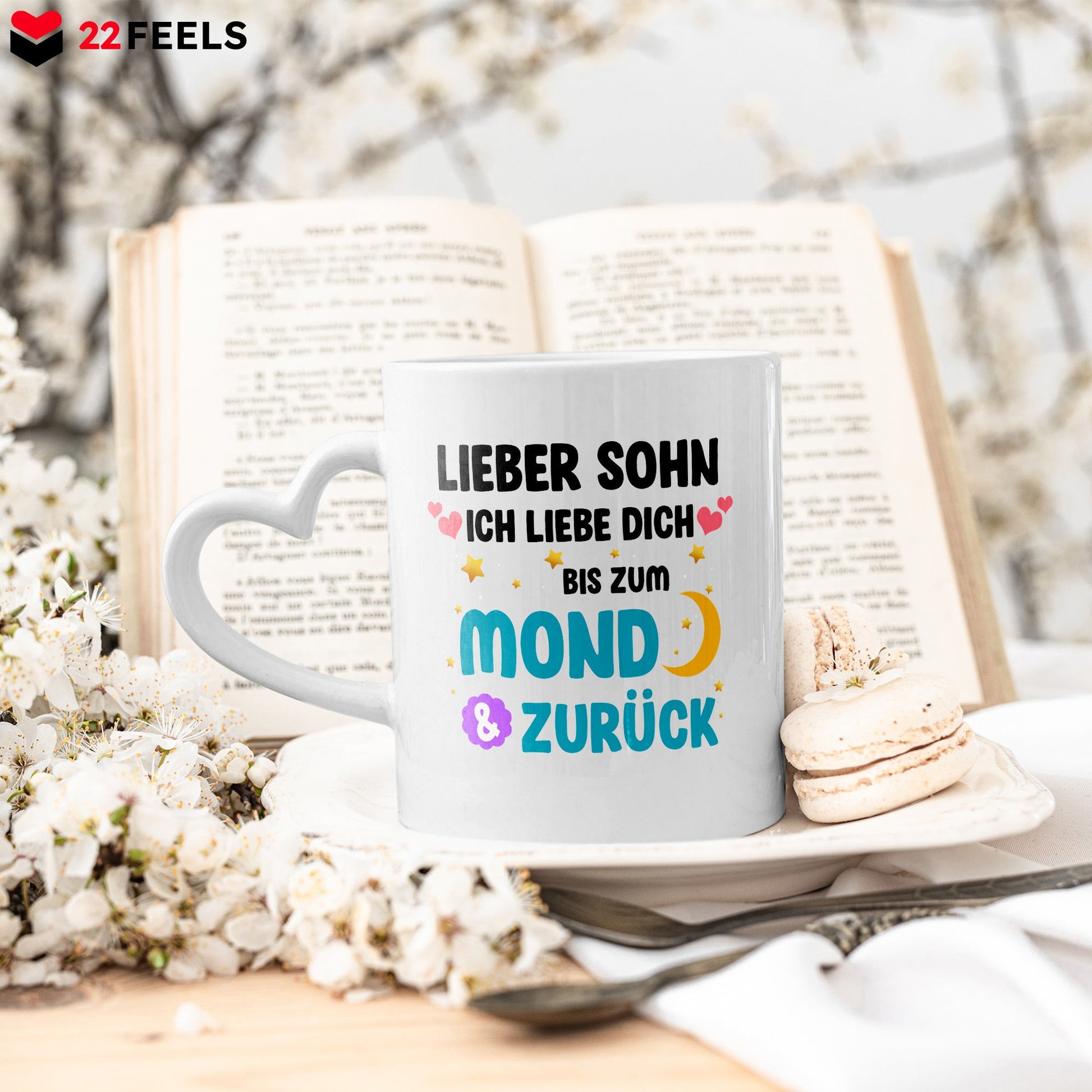 22Feels® Sohn Geschenk - Tasse mit Spruch (Herzhenkel, Weiss, 320ml)-Tasse Weiss Herzhenkel 320ml-22Feels