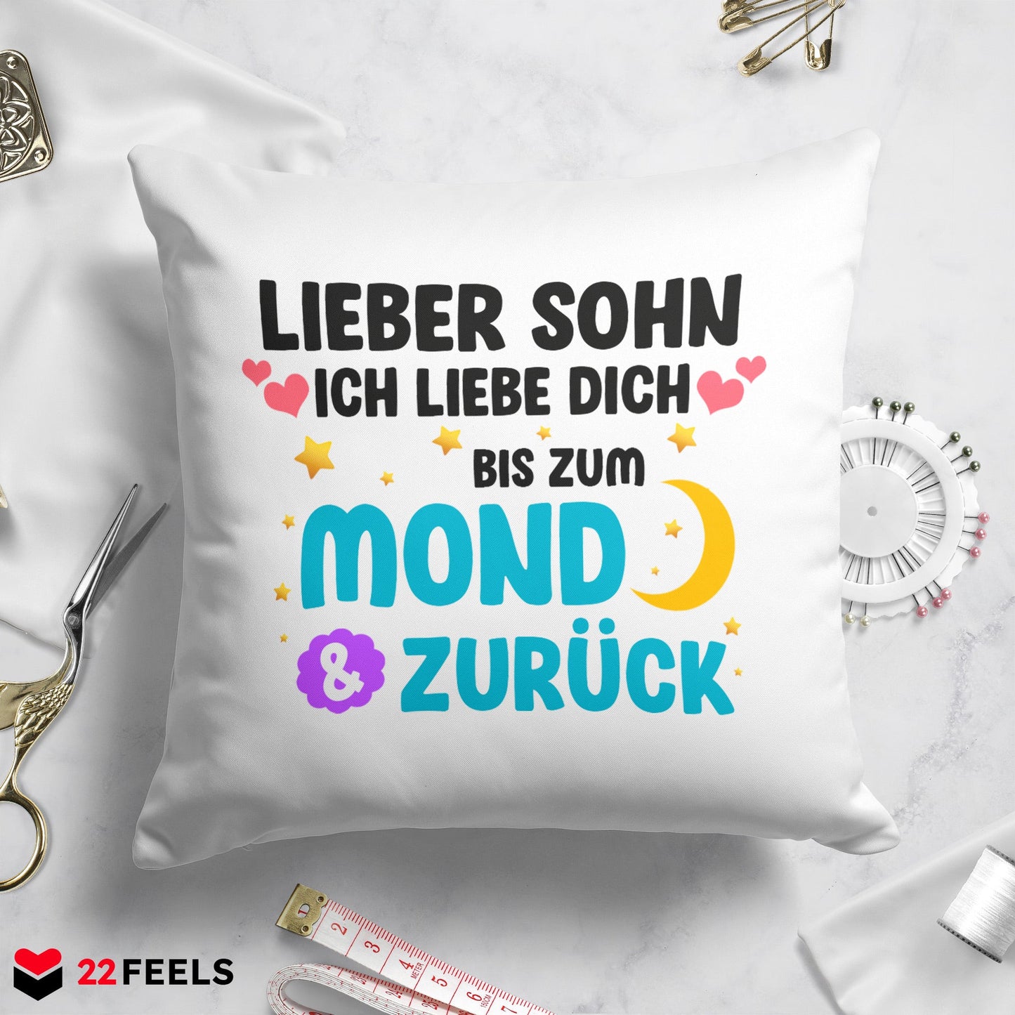 22Feels® Sohn Geschenk - Kissen mit Spruch (Weiss 40x40cm)-Kissen Weiss 40x40-22Feels