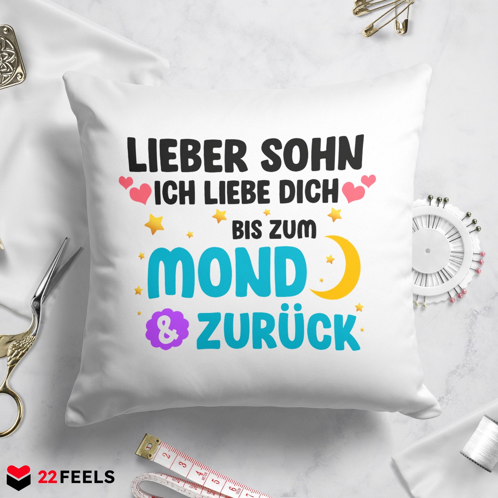 22Feels® Sohn Geschenk - Kissen mit Spruch (Weiss 40x40cm)-Kissen Weiss 40x40-22Feels