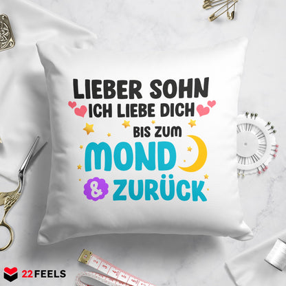 22Feels® Sohn Geschenk - Kissen mit Spruch (Weiss 40x40cm)-Kissen Weiss 40x40-22Feels