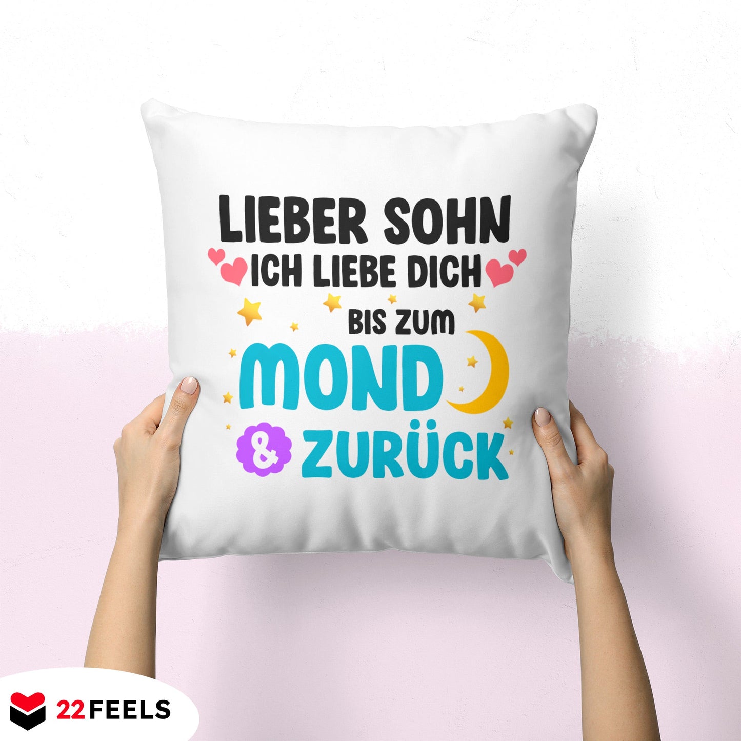 22Feels® Sohn Geschenk - Kissen mit Spruch (Weiss 40x40cm)-Kissen Weiss 40x40-22Feels