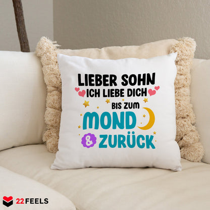 22Feels® Sohn Geschenk - Kissen mit Spruch (Weiss 40x40cm)-Kissen Weiss 40x40-22Feels