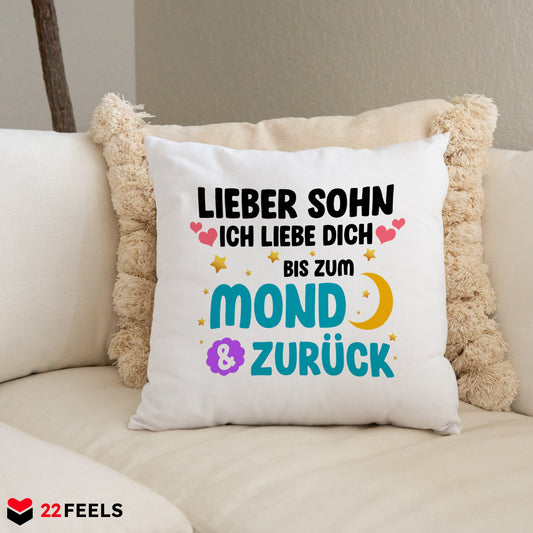22Feels® Sohn Geschenk - Kissen mit Spruch (Weiss 40x40cm)-Kissen Weiss 40x40-22Feels