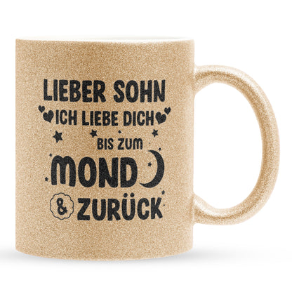 22Feels® Sohn Geschenk - Glitzertasse mit Spruch (Gold, 320ml)-Glitzertasse Gold 320ml-22Feels