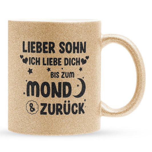 22Feels® Sohn Geschenk - Glitzertasse mit Spruch (Gold, 320ml)-Glitzertasse Gold 320ml-22Feels