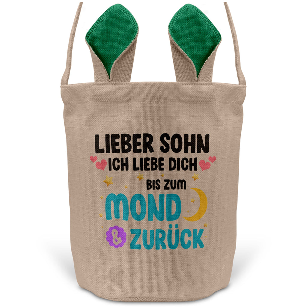 22Feels® Sohn Kinder Osterkorb mit Henkel Ostergeschenk Tragetasche Ostern Deko Osternest Körbchen Hasenohren (Beige/Grün)-Ostern Tragetasche-22Feels