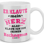22Feels® Geschenk zur Verlobung für Frauen - Tasse mit Spruch: Er Klaute Mein Herz (Weiss, 320ml)-Weisse Tasse 320ml-22Feels