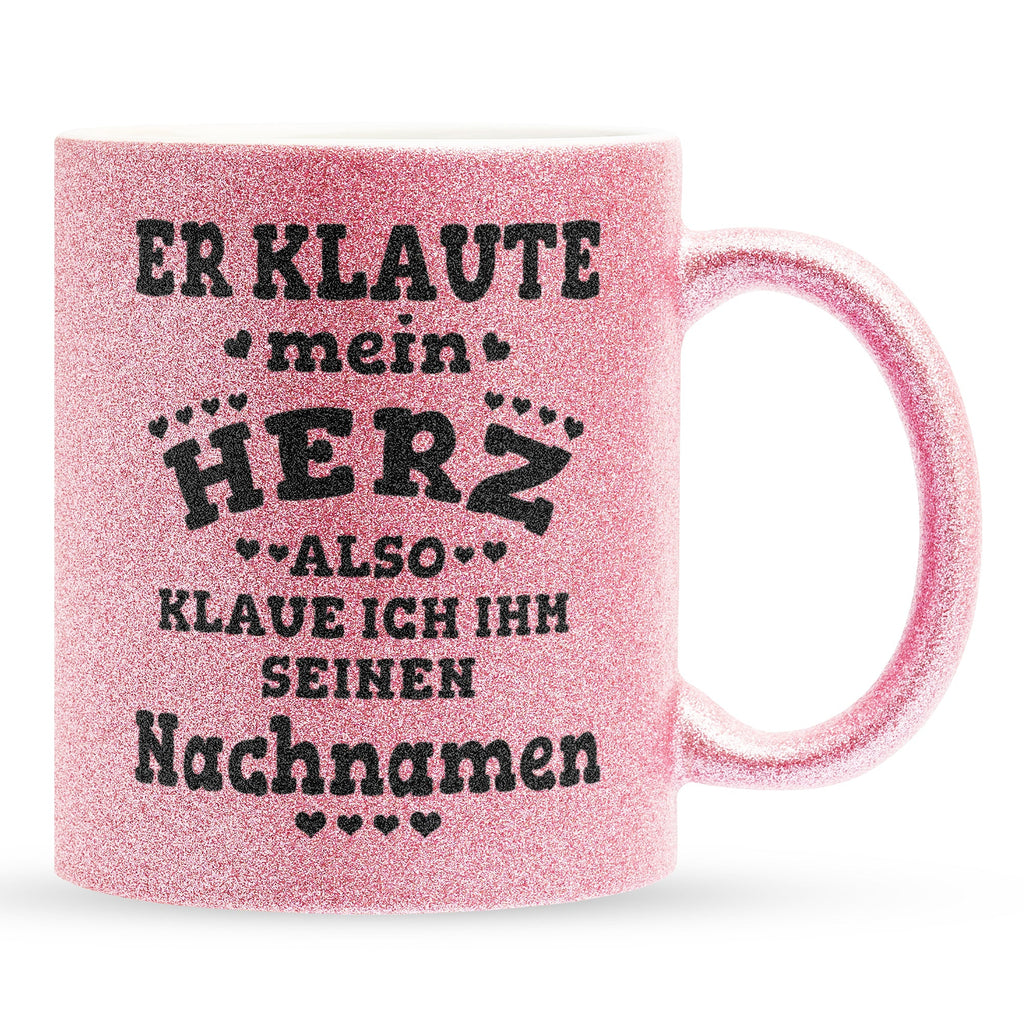 22Feels® Verlobte Geschenk - Glitzertasse mit Spruch (Pink, 320ml)-Glitzertasse Pink 320ml-22Feels