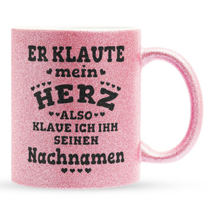 22Feels® Verlobte Geschenk - Glitzertasse mit Spruch (Pink, 320ml)-Glitzertasse Pink 320ml-22Feels