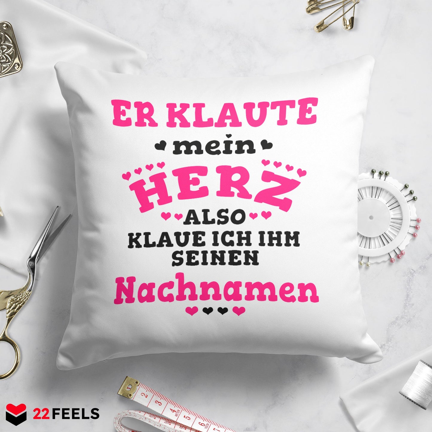 22Feels® Verlobte Geschenk - Kissen mit Spruch (Weiss 40x40cm)-Kissen Weiss 40x40-22Feels