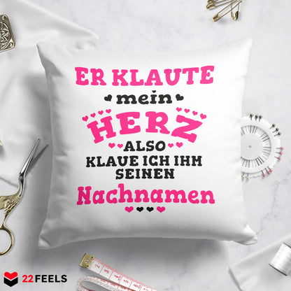 22Feels® Verlobte Geschenk - Kissen mit Spruch (Weiss 40x40cm)-Kissen Weiss 40x40-22Feels