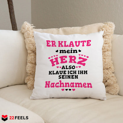22Feels® Verlobte Geschenk - Kissen mit Spruch (Weiss 40x40cm)-Kissen Weiss 40x40-22Feels