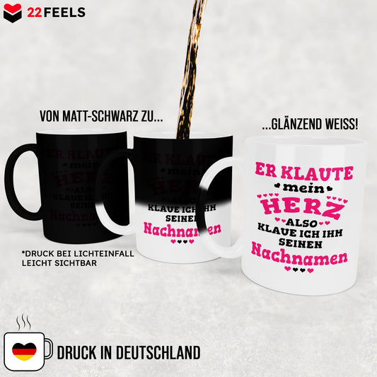 22Feels® Verlobte Geschenk - Zaubertasse mit Spruch (Matt-Schwarz und Weiss, 320ml)-Farbwechsel Tasse Matt 320ml-22Feels