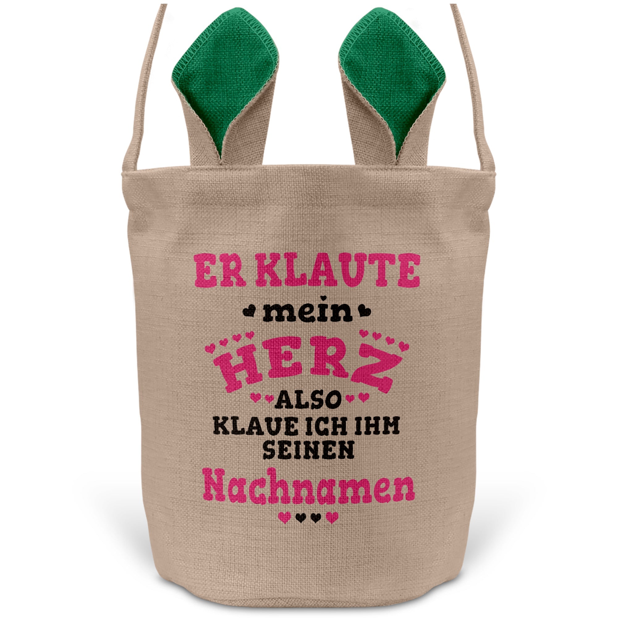 22Feels® Verlobte Frauen Osterkorb mit Henkel Ostergeschenk Tragetasche Ostern Deko Osternest Körbchen Hasenohren (Beige/Grün)-Ostern Tragetasche-22Feels