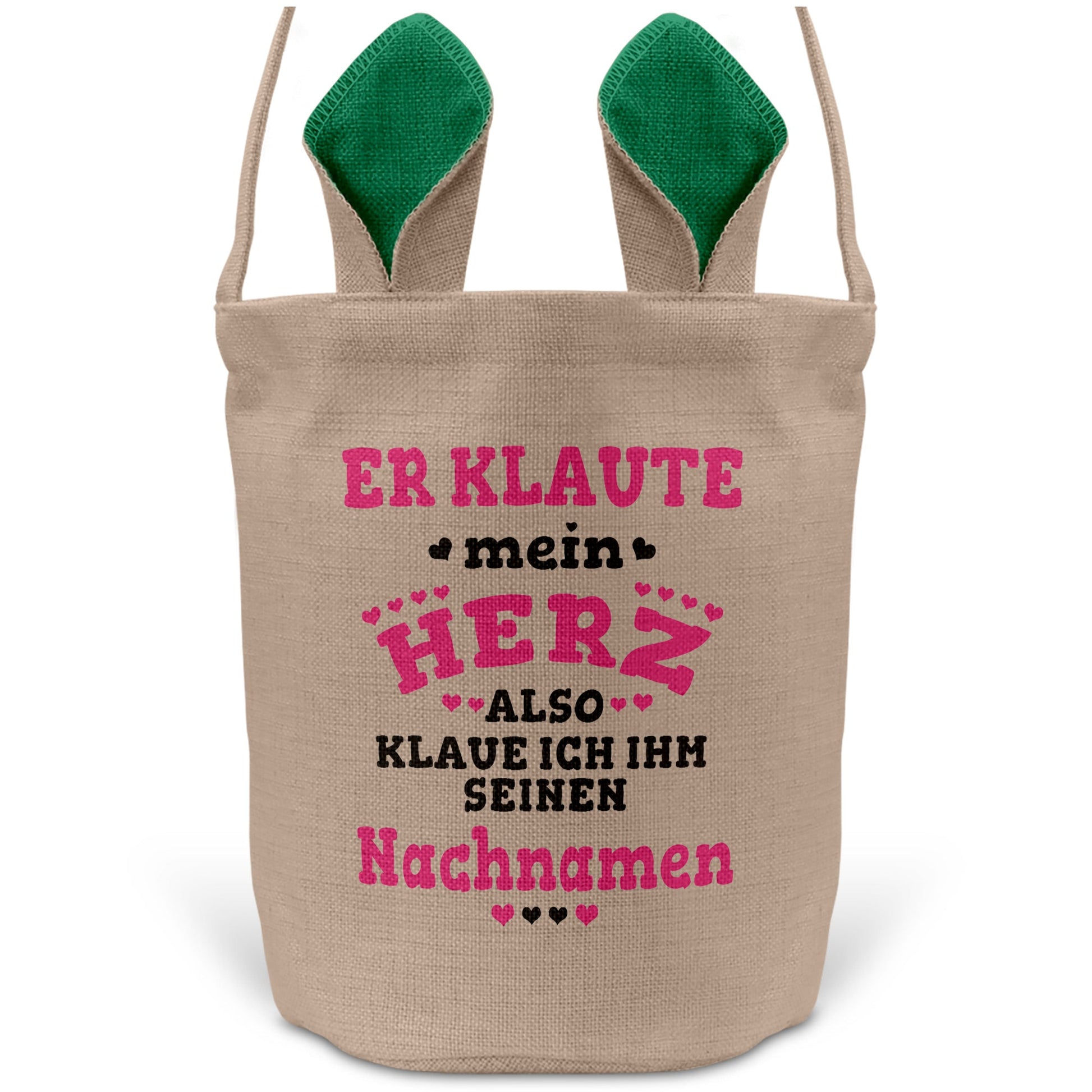 22Feels® Verlobte Frauen Osterkorb mit Henkel Ostergeschenk Tragetasche Ostern Deko Osternest Körbchen Hasenohren (Beige/Grün)-Ostern Tragetasche-22Feels