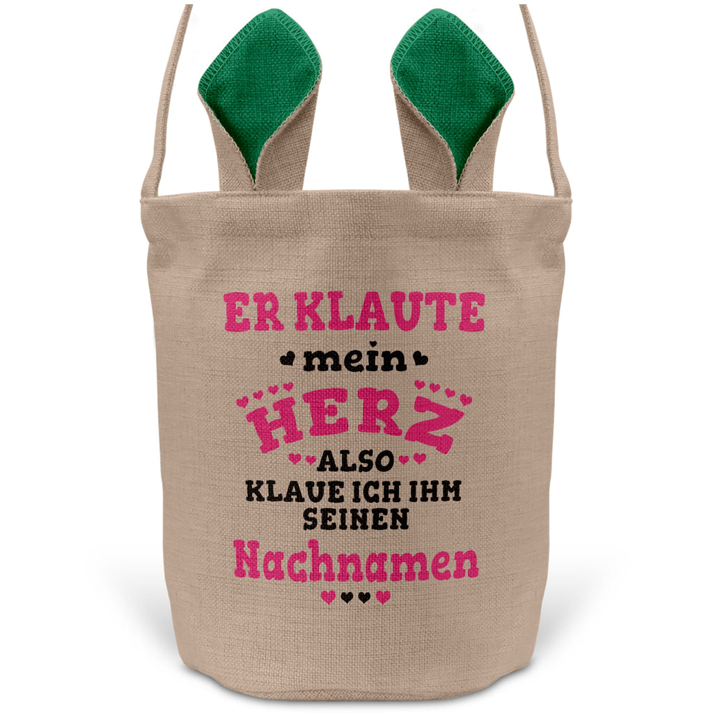 22Feels® Verlobte Frauen Osterkorb mit Henkel Ostergeschenk Tragetasche Ostern Deko Osternest Körbchen Hasenohren (Beige/Grün)-Ostern Tragetasche-22Feels