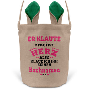 22Feels® Verlobte Frauen Osterkorb mit Henkel Ostergeschenk Tragetasche Ostern Deko Osternest Körbchen Hasenohren (Beige/Grün)-Ostern Tragetasche-22Feels
