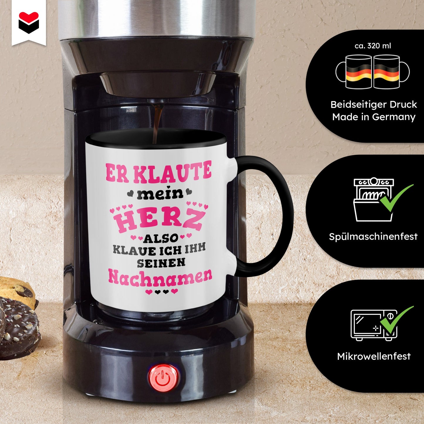22Feels® Verlobte Geschenk - Tasse mit Spruch (Weiss-Schwarz, 320ml)-TwoTone Tasse Weiss-Schwarz 320ml-22Feels