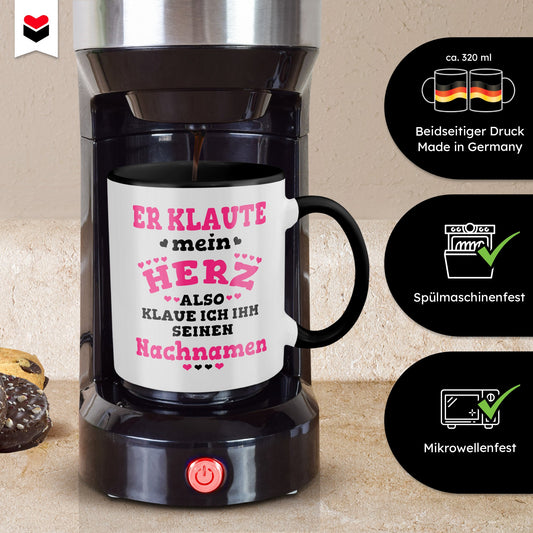 22Feels® Verlobte Geschenk - Tasse mit Spruch (Weiss-Schwarz, 320ml)-TwoTone Tasse Weiss-Schwarz 320ml-22Feels