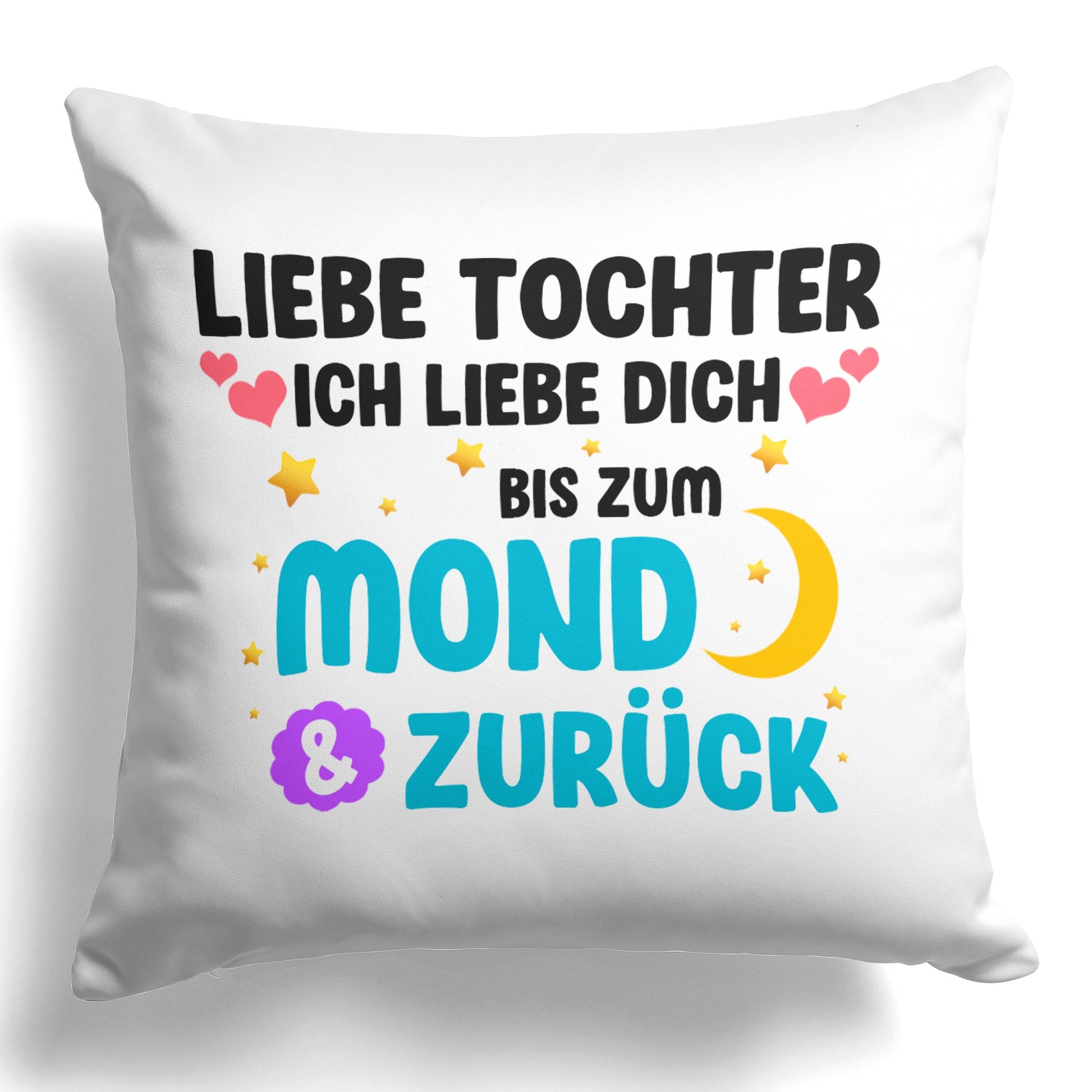 22Feels® Tochter Geschenk - Kissen mit Spruch (Weiss 40x40cm)-Kissen Weiss 40x40-22Feels