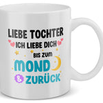 22Feels® Geschenk für Tochter - Tasse mit Spruch: Ich Liebe Dich Bis Zum Mond (Weiss, 320ml)-Weisse Tasse 320ml-22Feels
