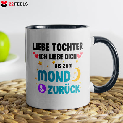 22Feels® Tochter Geschenk - Tasse mit Spruch (Weiss-Schwarz, 320ml)-TwoTone Tasse Weiss-Schwarz 320ml-22Feels