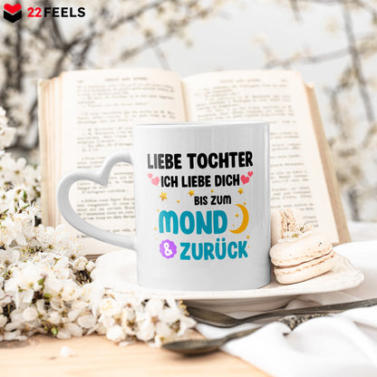 22Feels® Tochter Geschenk - Tasse mit Spruch (Herzhenkel, Weiss, 320ml)-Tasse Weiss Herzhenkel 320ml-22Feels