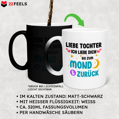 22Feels® Tochter Geschenk - Zaubertasse mit Spruch (Matt-Schwarz und Weiss, 320ml)-Farbwechsel Tasse Matt 320ml-22Feels