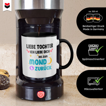 22Feels® Tochter Geschenk - Tasse mit Spruch (Weiss-Schwarz, 320ml)-TwoTone Tasse Weiss-Schwarz 320ml-22Feels