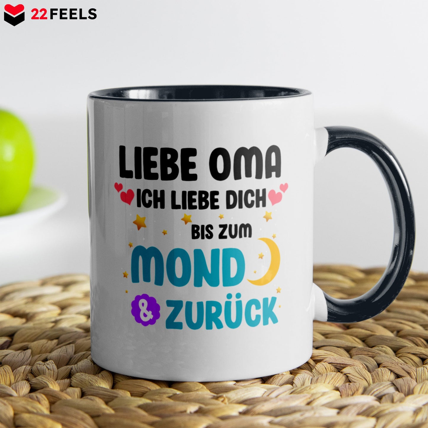 22Feels® Oma Geschenk - Tasse mit Spruch (Weiss-Schwarz, 320ml)-TwoTone Tasse Weiss-Schwarz 320ml-22Feels