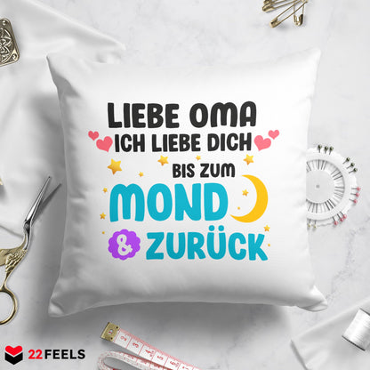 22Feels® Oma Geschenk - Kissen mit Spruch (Weiss 40x40cm)-Kissen Weiss 40x40-22Feels