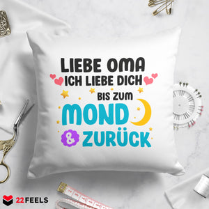 22Feels® Oma Geschenk - Kissen mit Spruch (Weiss 40x40cm)-Kissen Weiss 40x40-22Feels