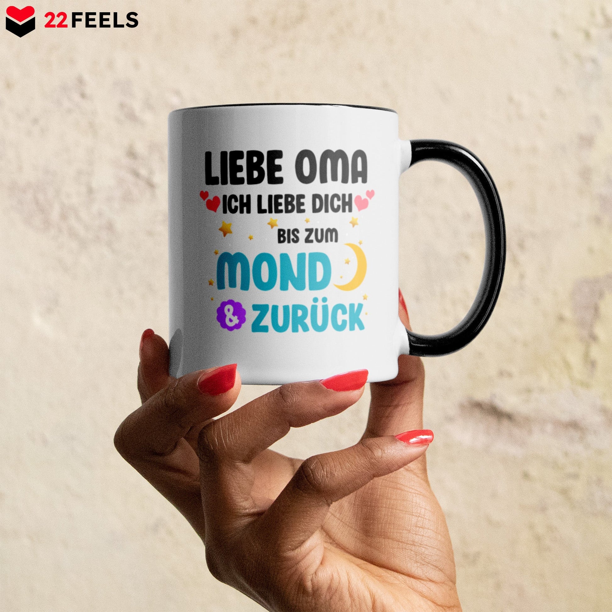 22Feels® Oma Geschenk - Tasse mit Spruch (Weiss-Schwarz, 320ml)-TwoTone Tasse Weiss-Schwarz 320ml-22Feels