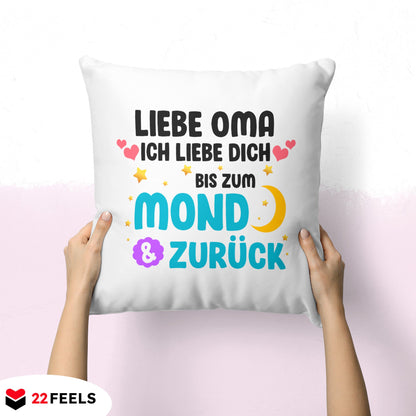 22Feels® Oma Geschenk - Kissen mit Spruch (Weiss 40x40cm)-Kissen Weiss 40x40-22Feels